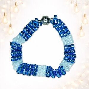 4615u. Handmade Glass Blue Beaded Bracelet